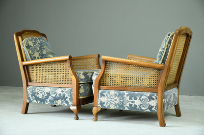 Pair Bergere Cane Armchairs