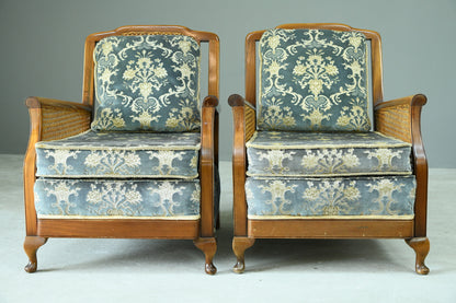 Pair Bergere Cane Armchairs