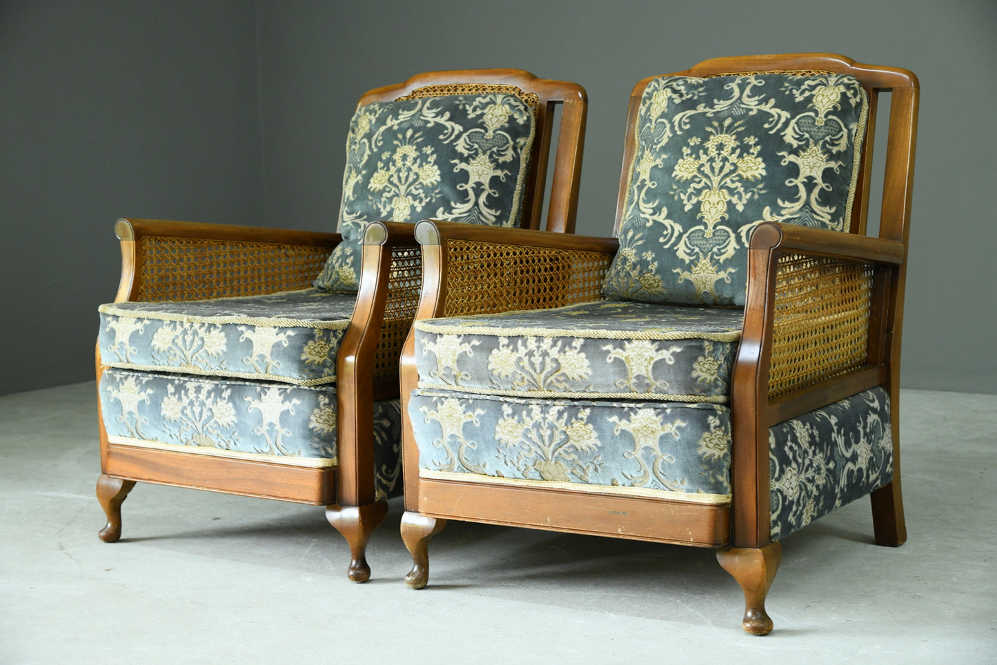 Pair Bergere Cane Armchairs