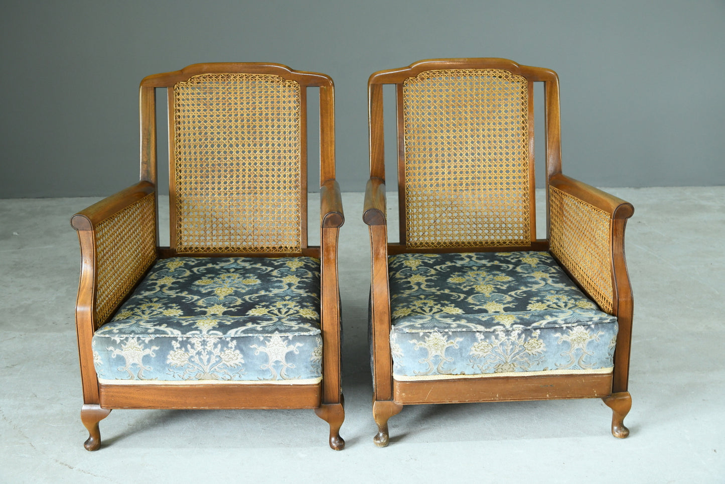 Pair Bergere Cane Armchairs