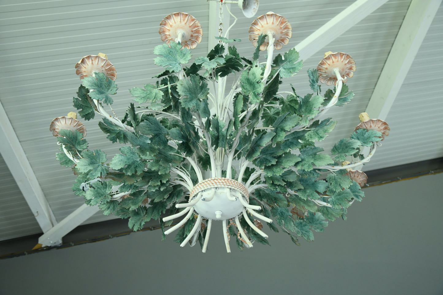 Large 12 Branch Toleware Style Chandelier