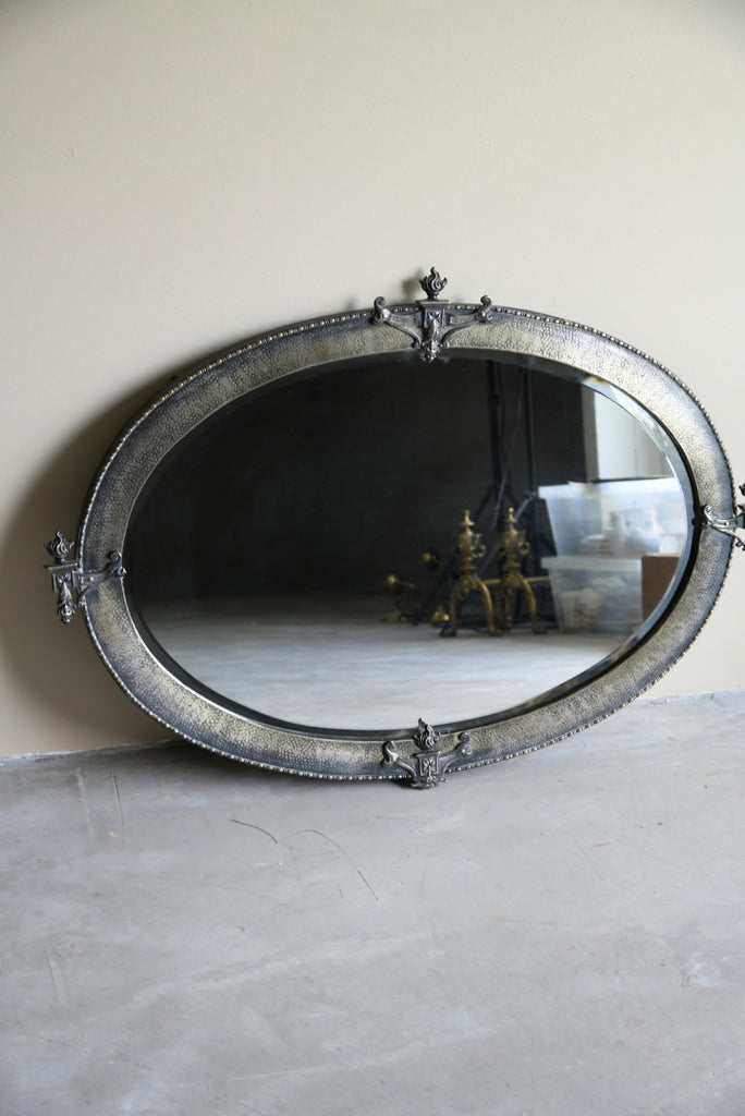 Large Oval Early 20th Century Metal Mirror