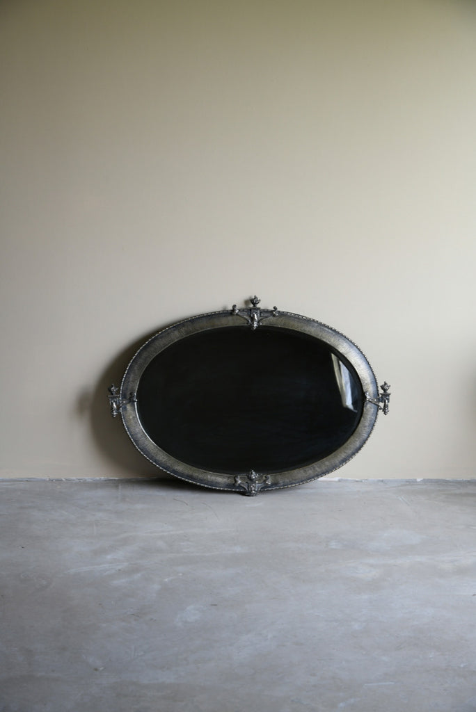 Large Oval Early 20th Century Metal Mirror