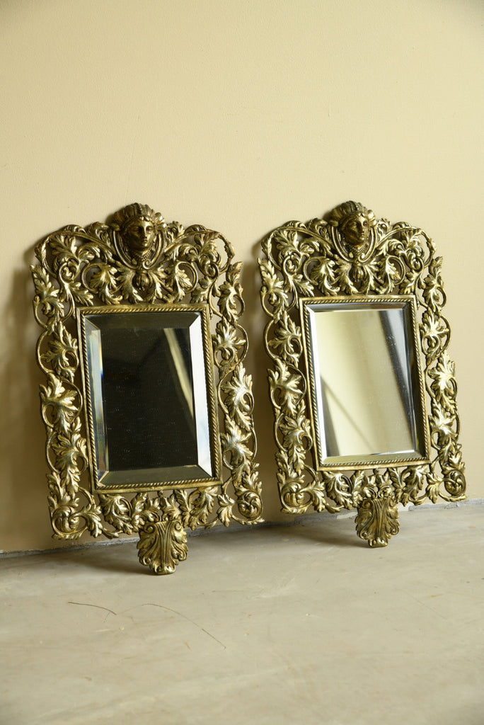 Pair Brass Wall Mirrors