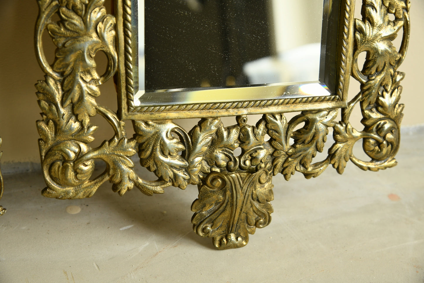 Pair Brass Wall Mirrors