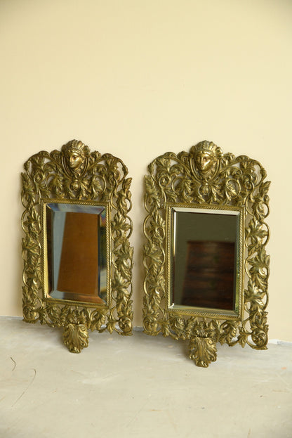 Pair Brass Wall Mirrors