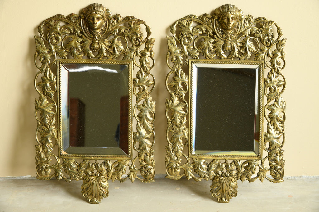 Pair Brass Wall Mirrors