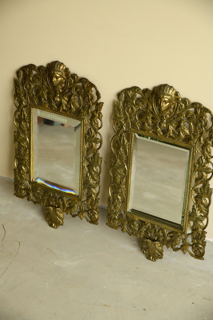 Pair Brass Wall Mirrors