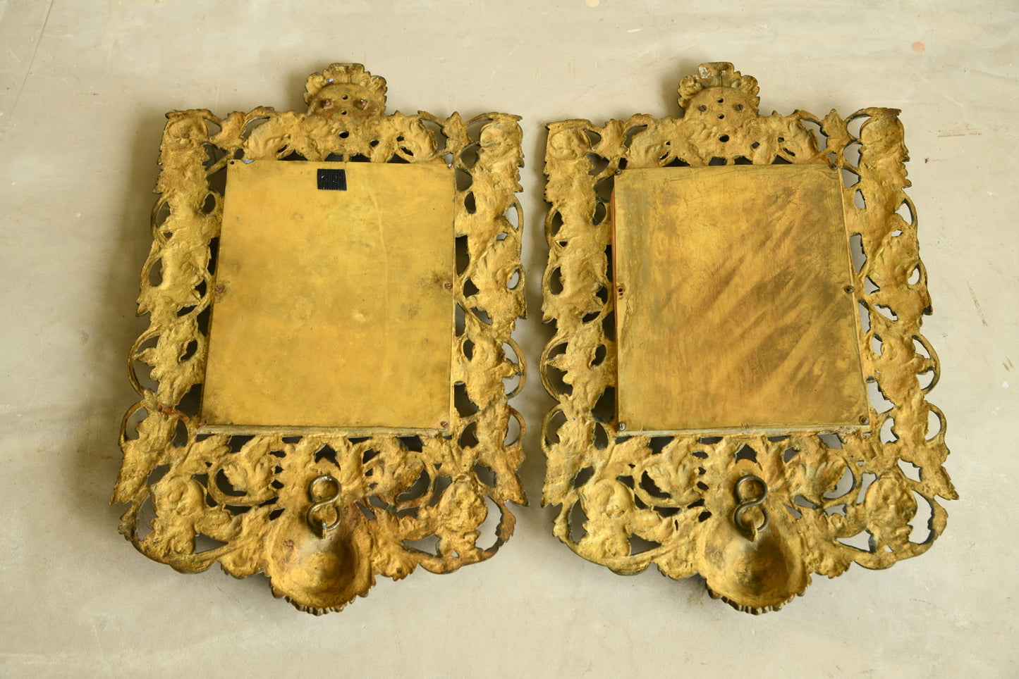 Pair Brass Wall Mirrors