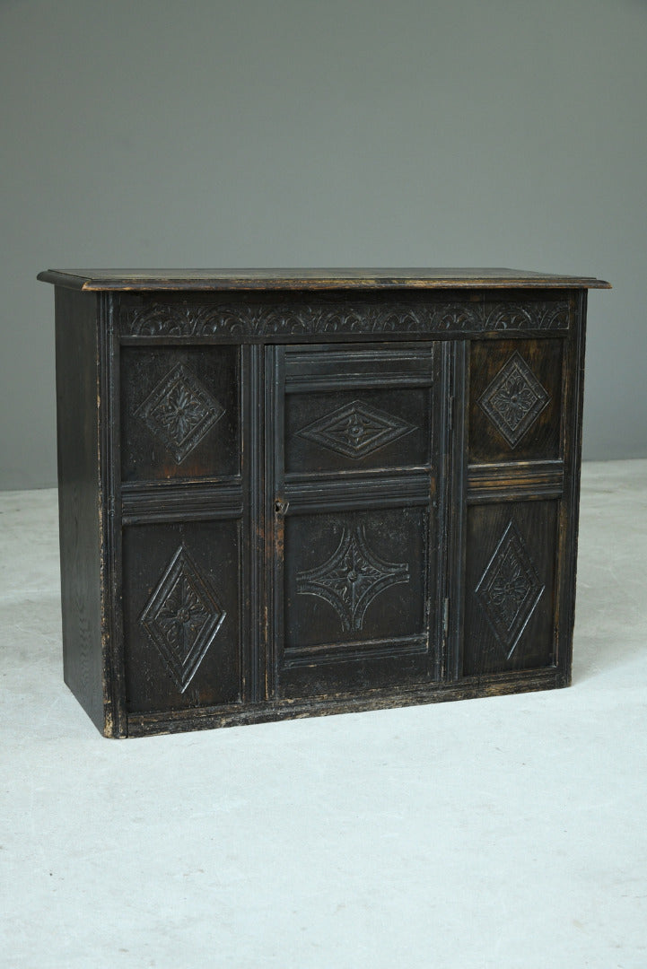 Small Carved Oak Cupboard