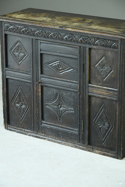 Small Carved Oak Cupboard