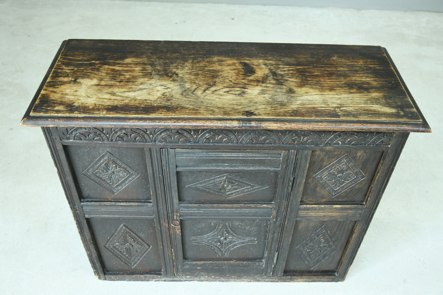 Small Carved Oak Cupboard