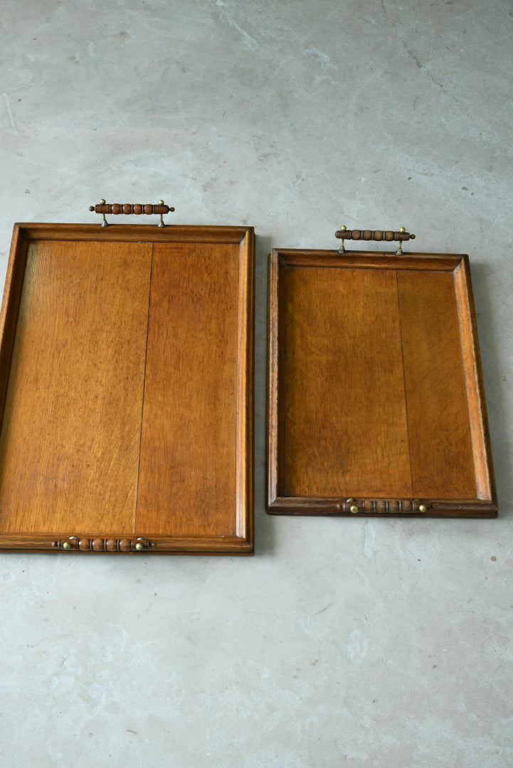 Pair Arts & Crafts Oak Trays