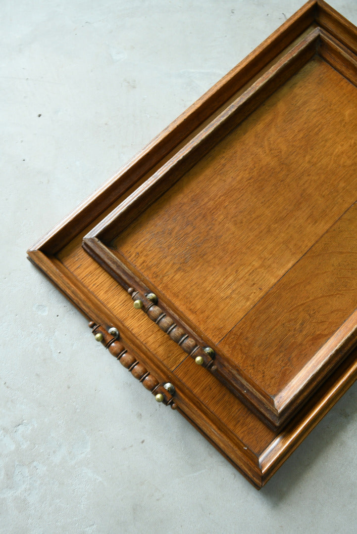 Pair Arts & Crafts Oak Trays