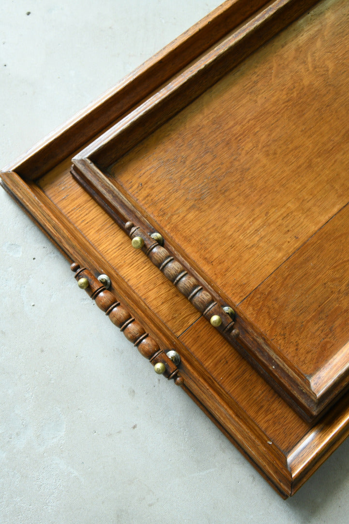 Pair Arts & Crafts Oak Trays