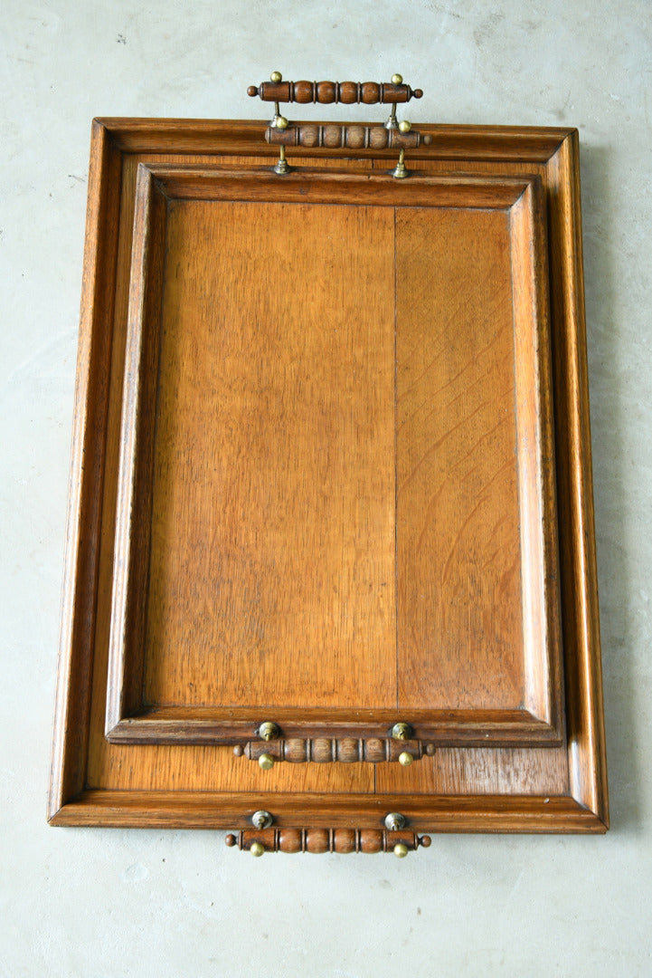 Pair Arts & Crafts Oak Trays