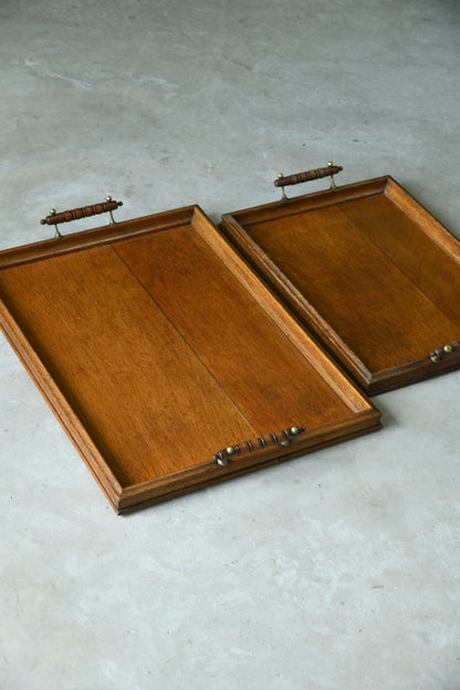 Pair Arts & Crafts Oak Trays