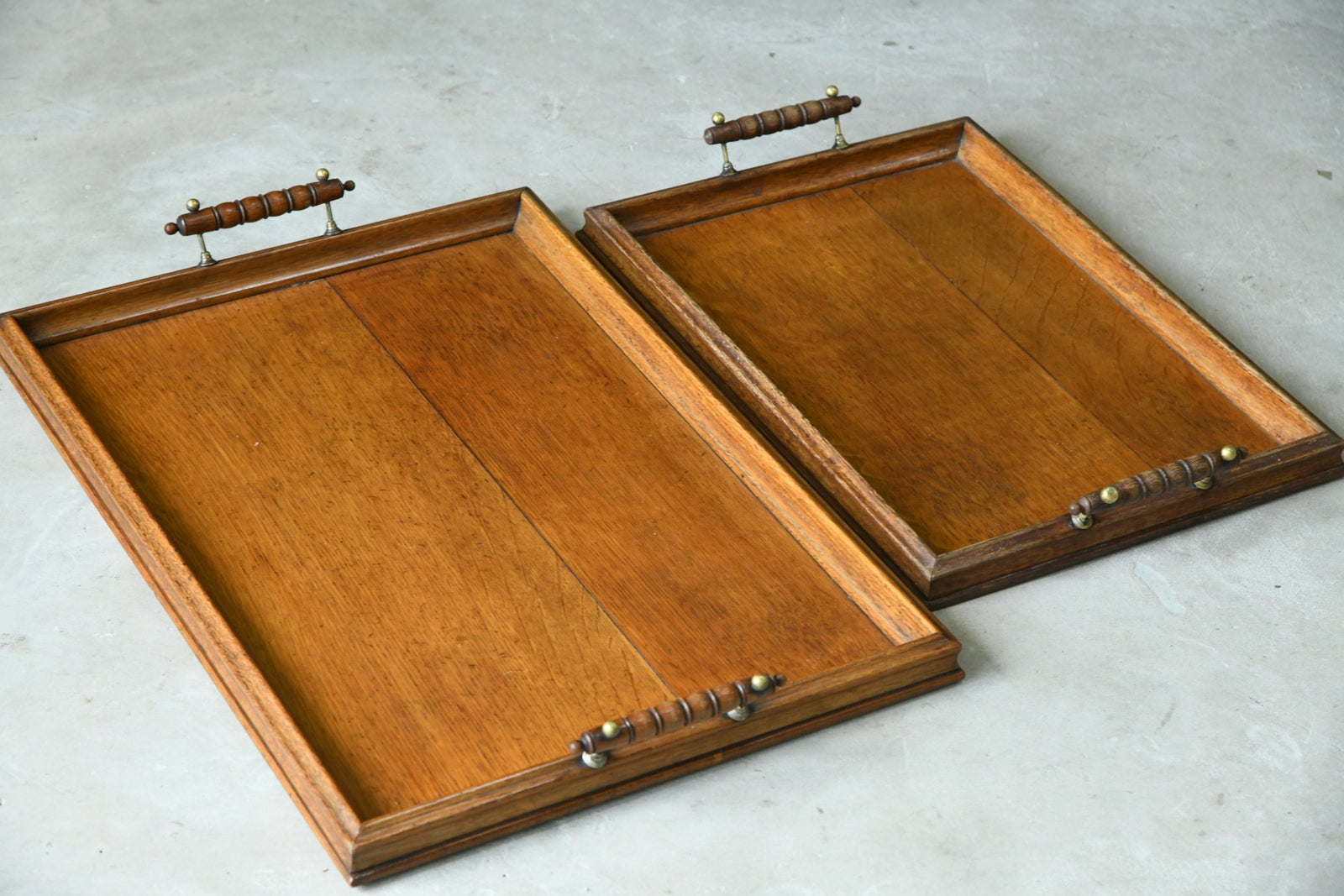 Pair Arts & Crafts Oak Trays