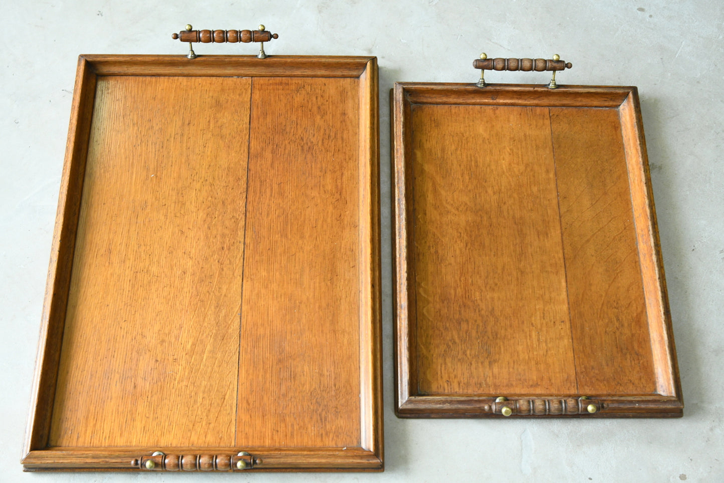 Pair Arts & Crafts Oak Trays