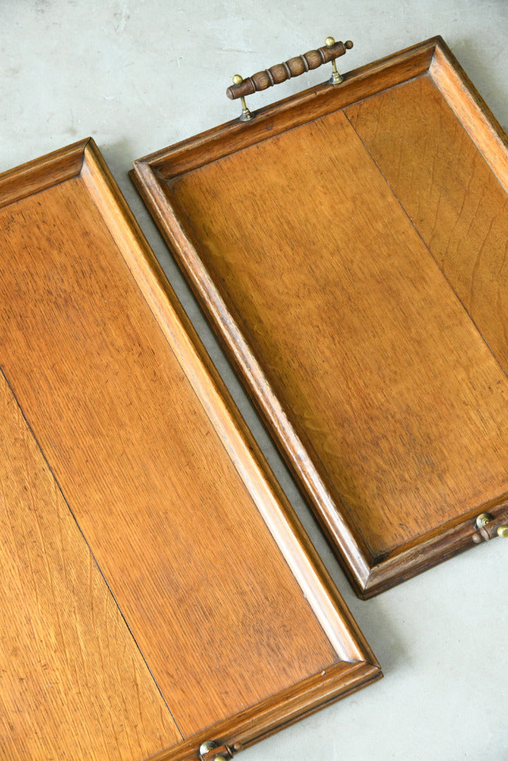 Pair Arts & Crafts Oak Trays