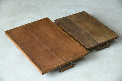 Pair Arts & Crafts Oak Trays