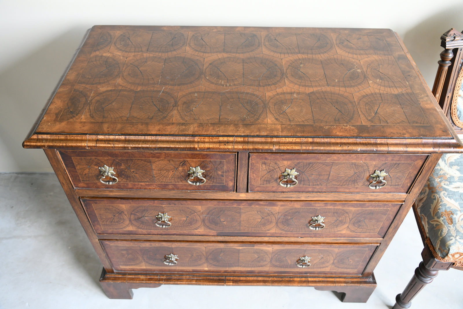 Walnut Oyster Chest of Drawers