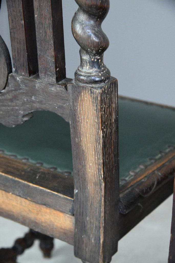 8 Victorian Jacobean Style Oak Dining Chairs