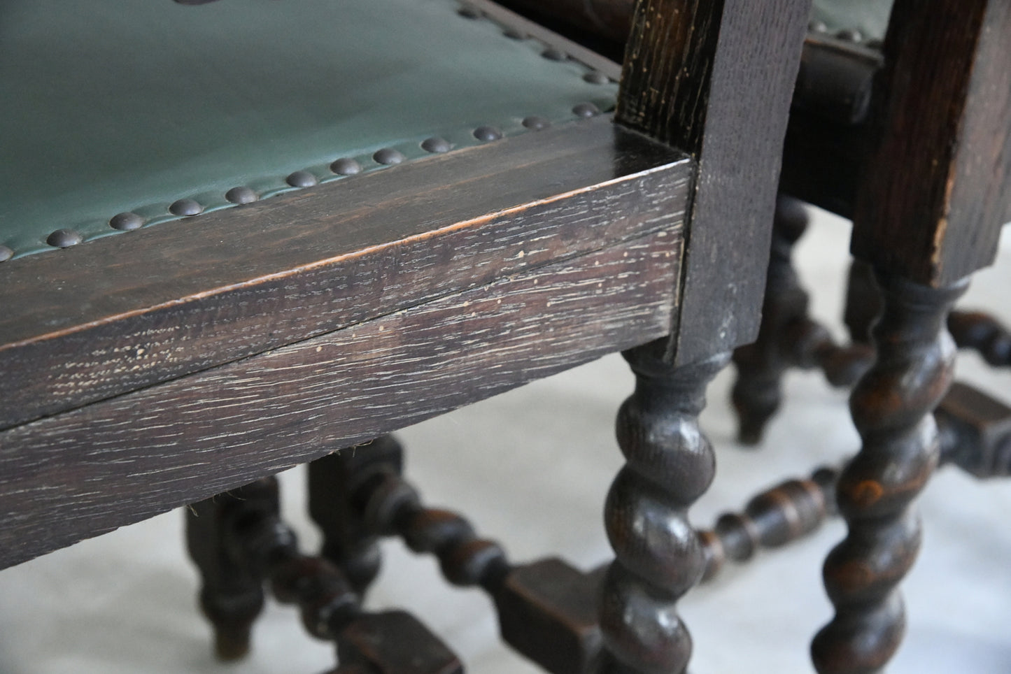 8 Victorian Jacobean Style Oak Dining Chairs