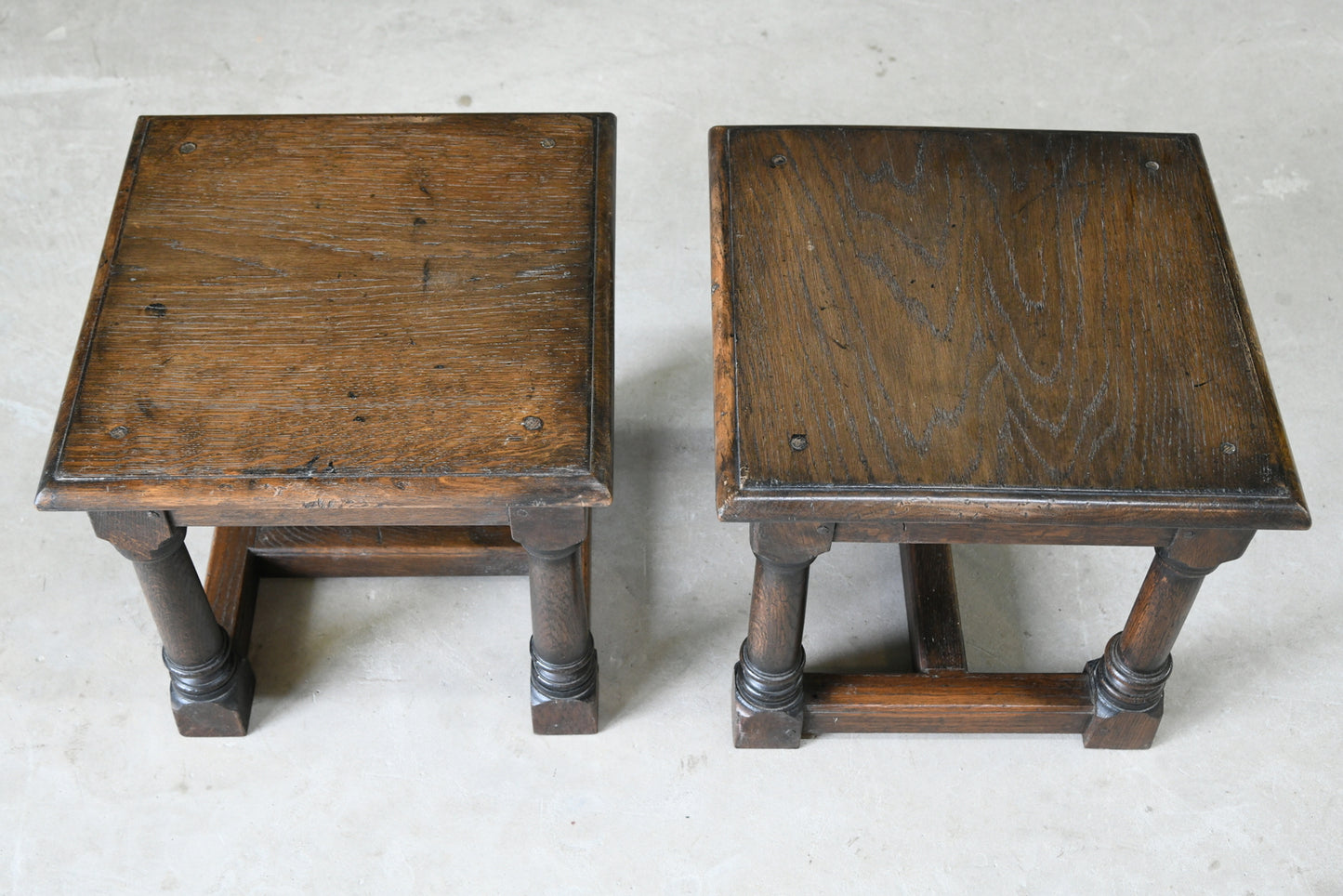 Pair 17th Century Style Oak Side Tables