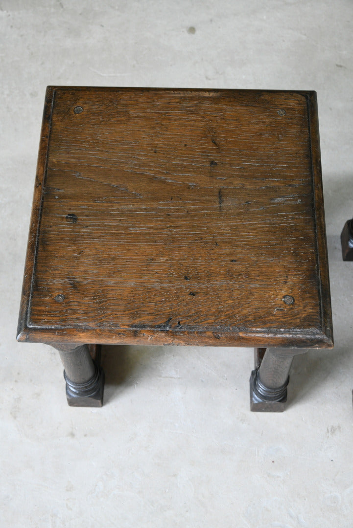 Pair 17th Century Style Oak Side Tables