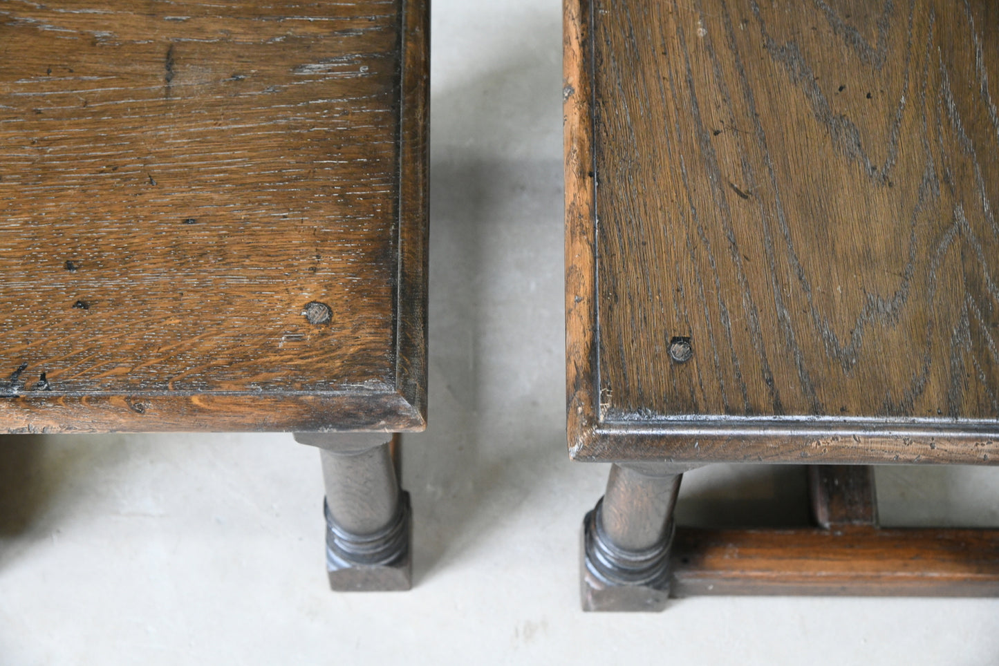 Pair 17th Century Style Oak Side Tables