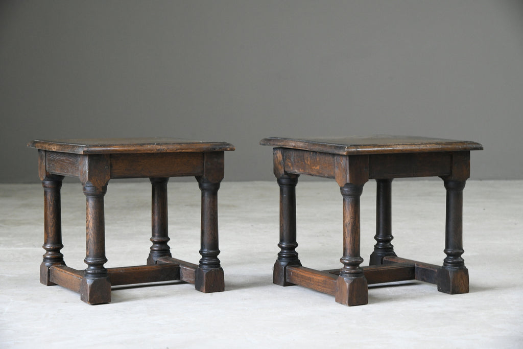 Pair 17th Century Style Oak Side Tables