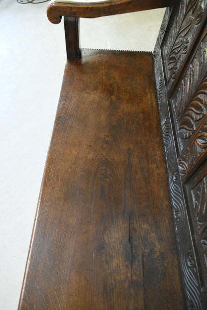 Antique Carved Oak Bench