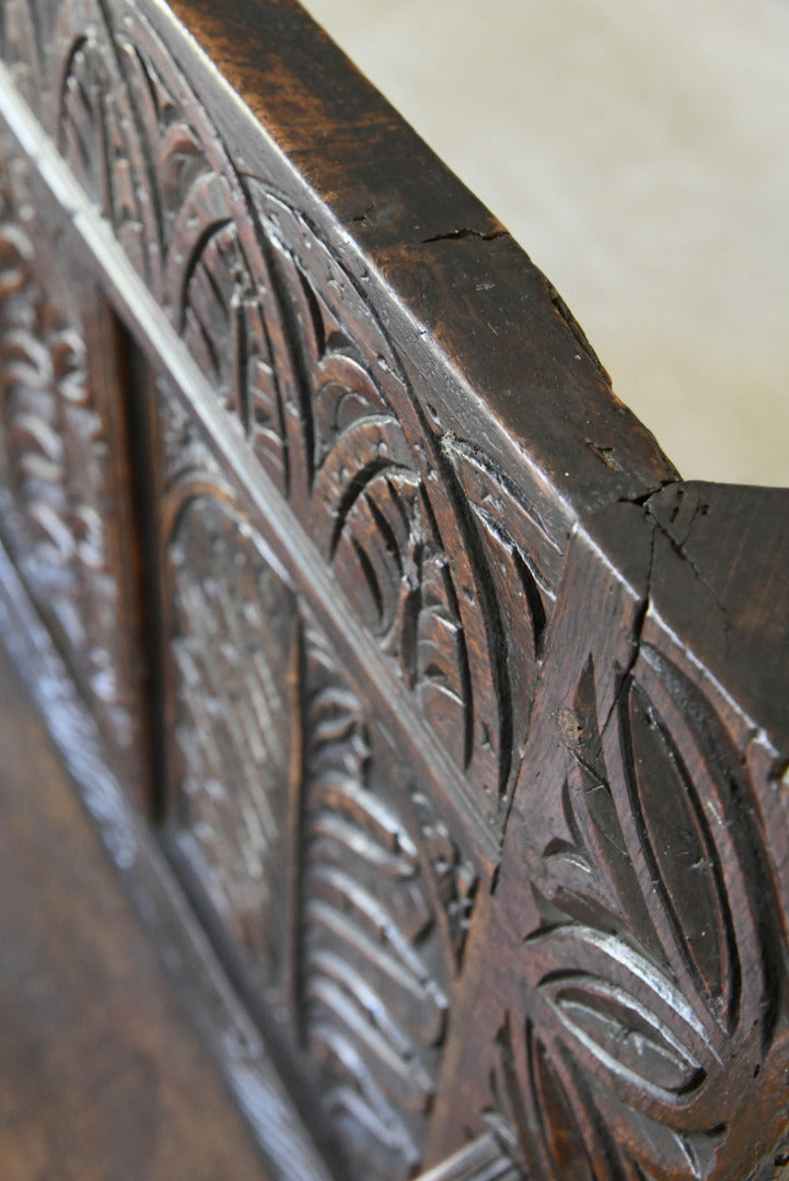 Antique Carved Oak Bench