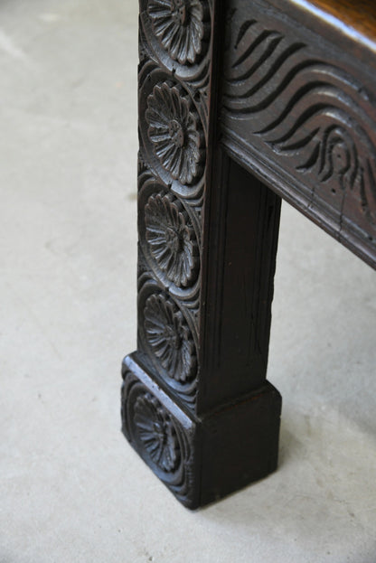 Antique Carved Oak Bench