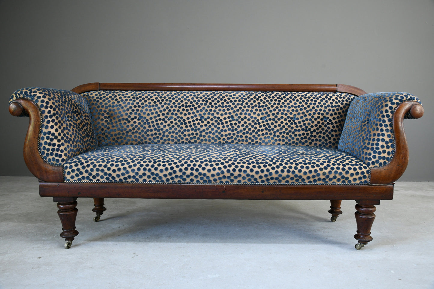 Antique Victorian Mahogany Upholstered Sofa