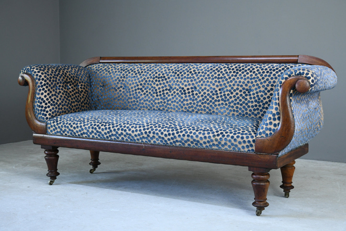 Antique Victorian Mahogany Upholstered Sofa