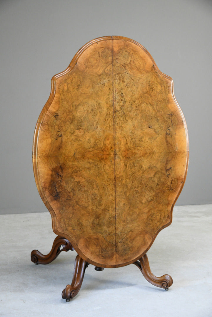 Antique Victorian Figured Walnut Tilt Top Table