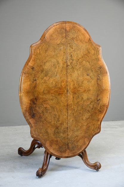 Antique Victorian Figured Walnut Tilt Top Table