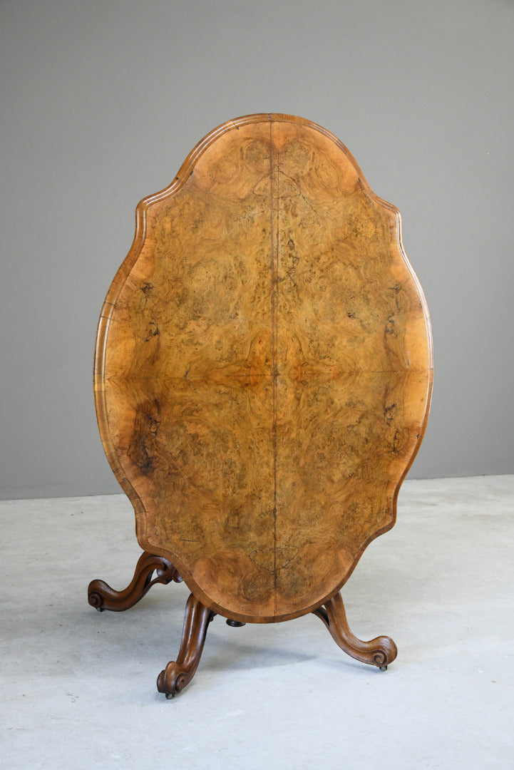 Antique Victorian Figured Walnut Tilt Top Table