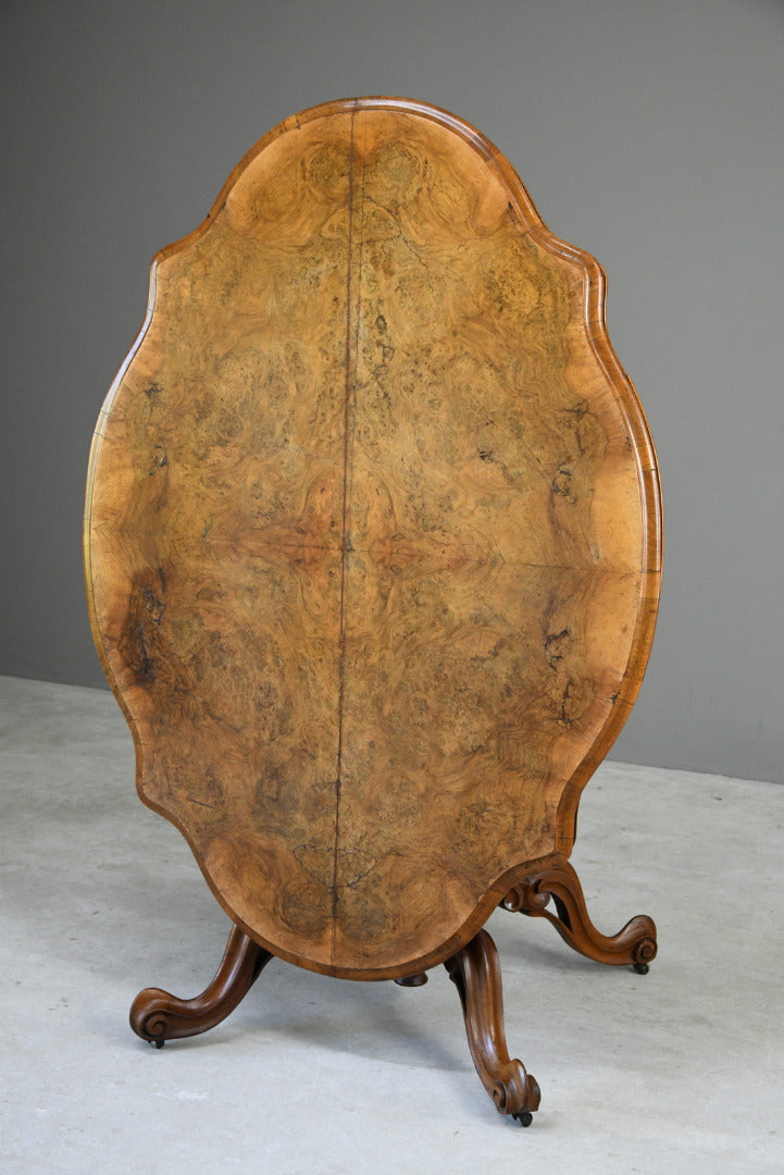 Antique Victorian Figured Walnut Tilt Top Table