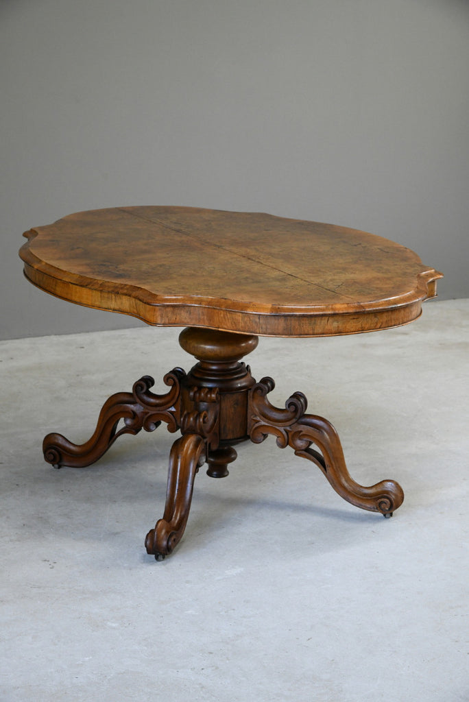 Antique Victorian Figured Walnut Tilt Top Table