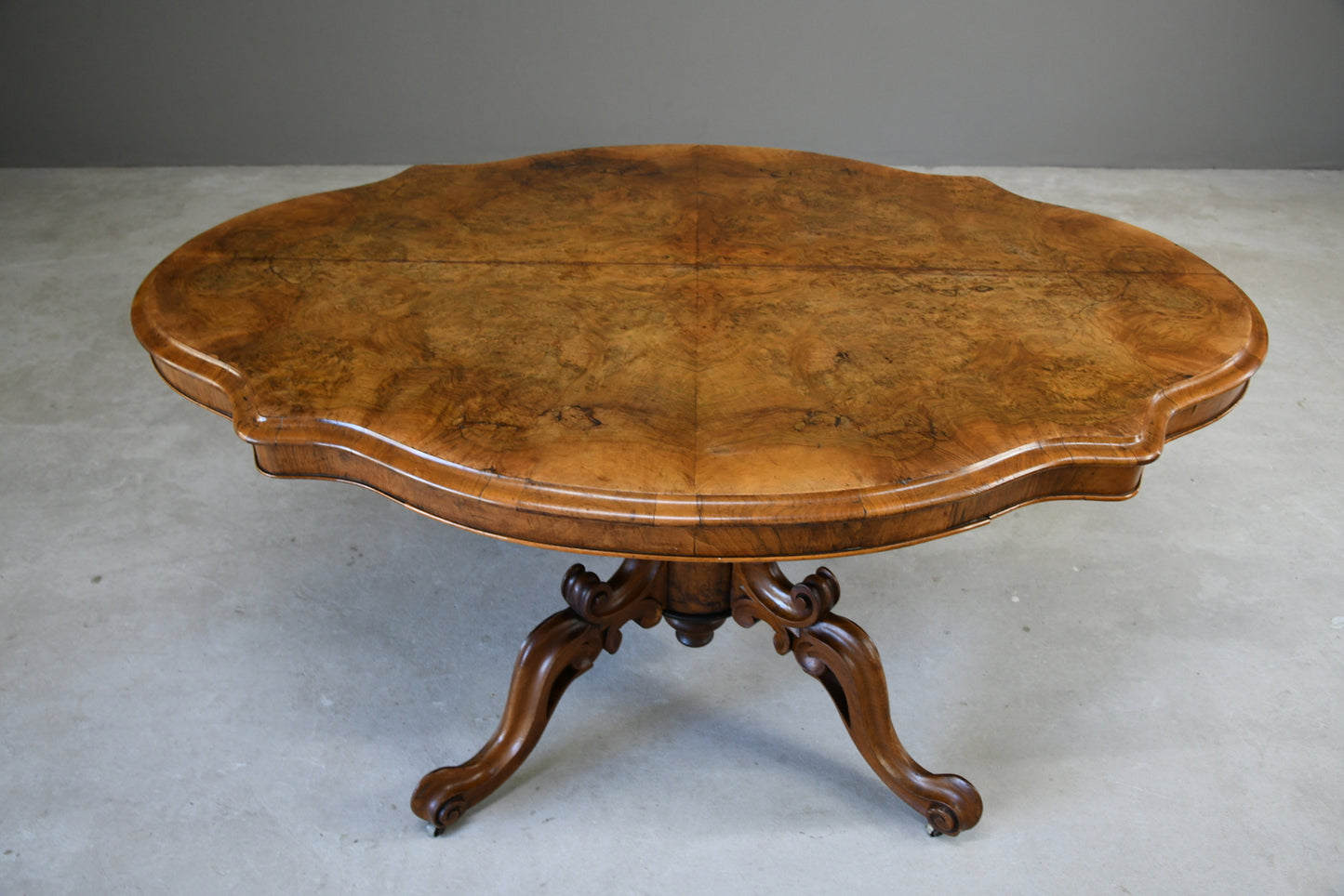 Antique Victorian Figured Walnut Tilt Top Table