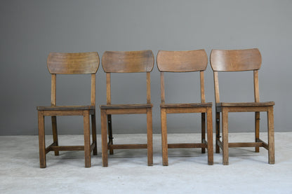 Set 4 Early 20th Century Oak School Chairs