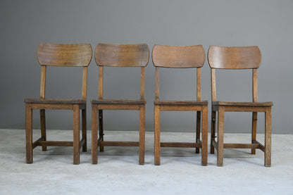 Set 4 Early 20th Century Oak School Chairs