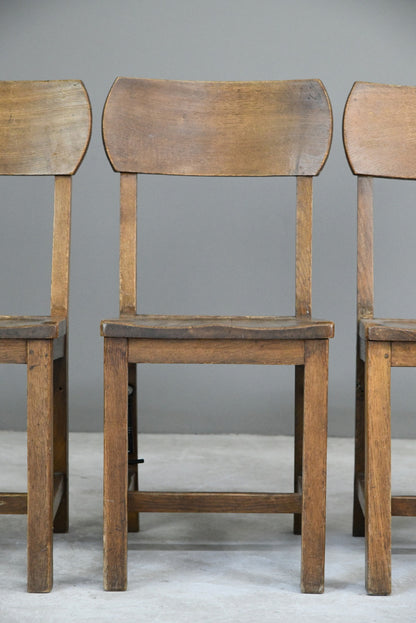 Set 4 Early 20th Century Oak School Chairs