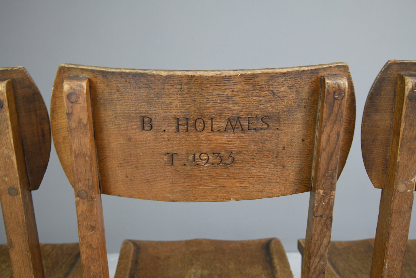 Set 4 Early 20th Century Oak School Chairs