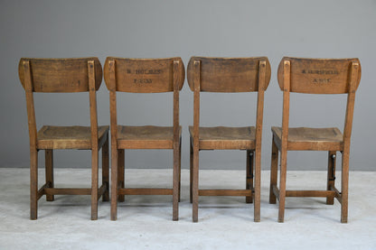 Set 4 Early 20th Century Oak School Chairs