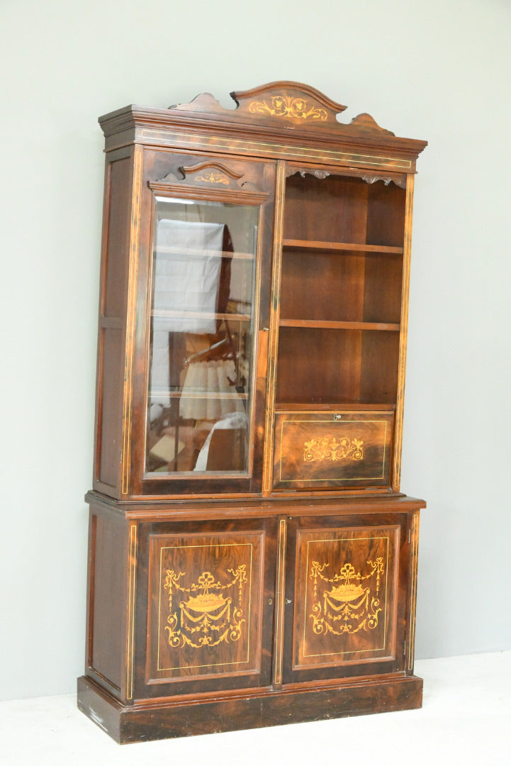 Edwardian Inlaid Rosewood Bookcase