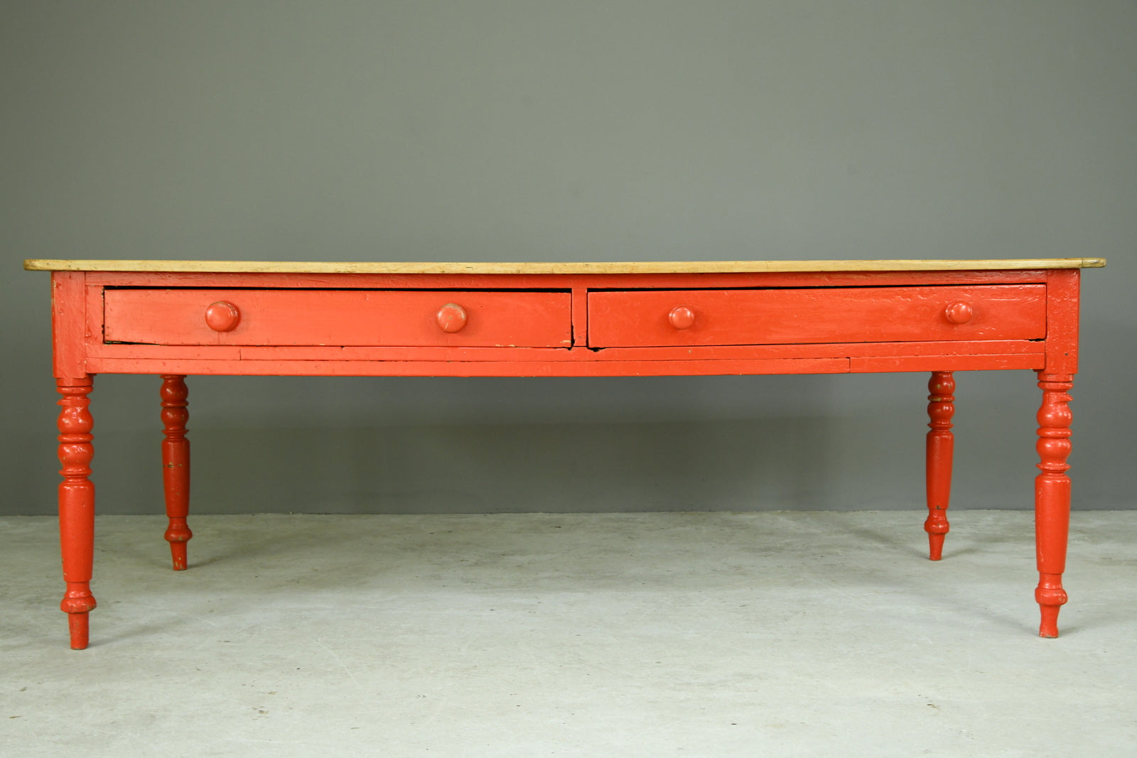 Large Antique Pine Kitchen Table